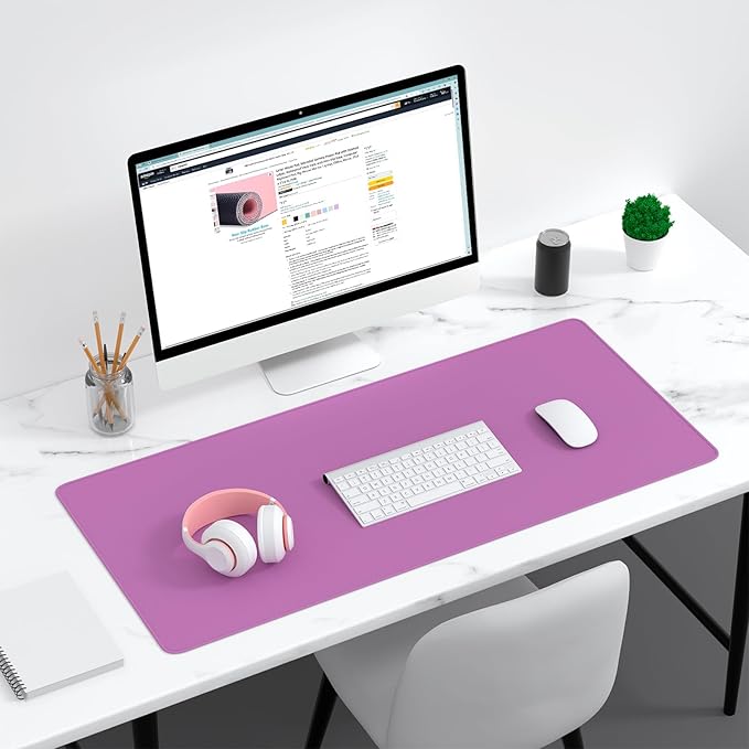 Dapesuom Large Gaming Mouse Pad, Extended Mouse Mat with Stitched Edges, Full Size Keyboard Pad with Non-Slip Base, Big XXL Computer Desk Mats for Gamer, Laptop, Office, 35.5 x 15.7in, Radiant Orchid