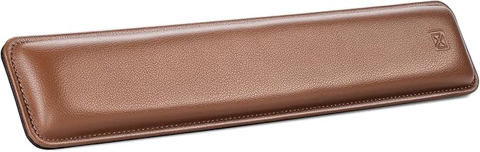GLENCREAG Ergonomic Keyboard Wrist Rest - PU Leather Cushioned Support for Typing & Gaming, Comfortable Contoured Design for Wrist Pain Relief, Tan