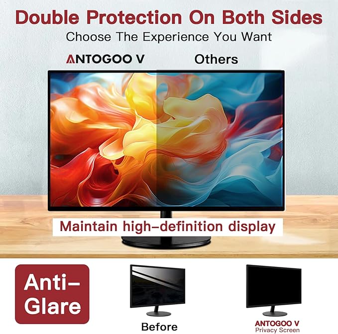 2 Pack 27 Inch Privacy Screen for Computer Monitor 16:9 Aspect Ratio, Eye Protection Anti Glare Computer Screen Cover, Removable Anti-Scratch Computer Screen Privacy Shield for 27'' Widescreen Monitor