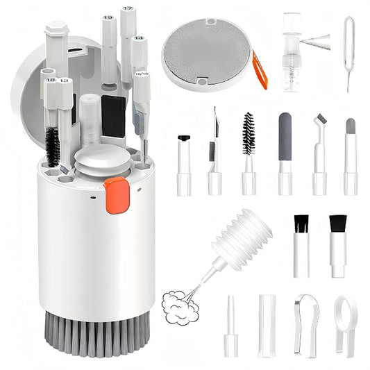 Laptop Phone Screen Cleaner Kit, Computer Keyboard Cleaning Kit, 20 in 1 Electronic Cleaning Kit with Brush and Spray Bottle for Airpods, Earbud, iPad, iPhone, Camera, Computer Cleaner (White) by LBSC