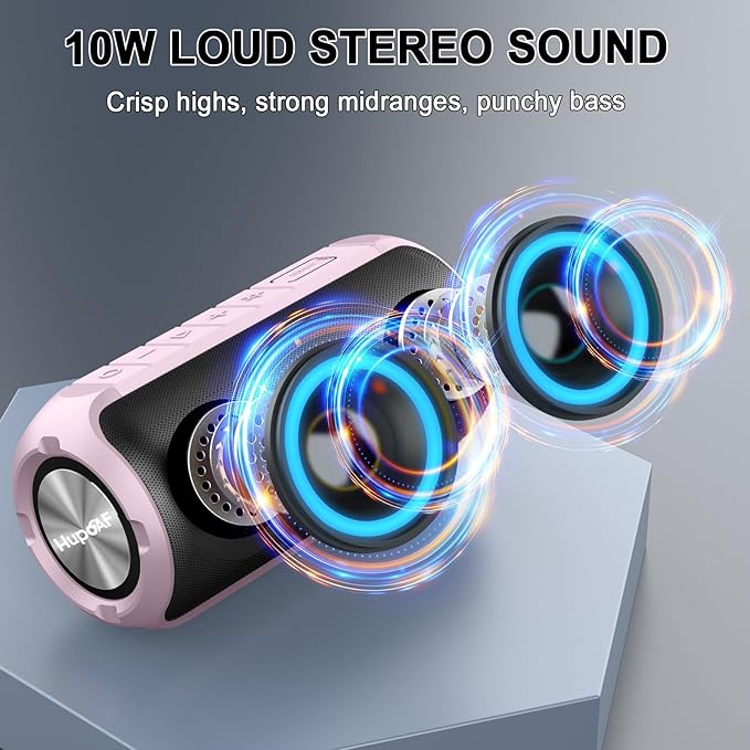 Bluetooth Speaker, 2026 New Portable Wireless Speaker with 6D Loud Sound, IPX7 Waterproof Stocking Stuffers, HD Call, RGB Lights, 12H Playtime for Home/Party/Outdoor/Beach, White Elephant Gift