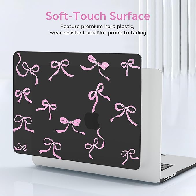 B BELK Compatible with MacBook Air 13 inch Case M5 2026 2025 2024-2022 M4 M3 M2 A3449 A3240 A3113 A2681, Plastic Hard Shell+Keyboard Cover+Screen Protector for MacBook Air 13.6 inch Case, Pink Bowknot