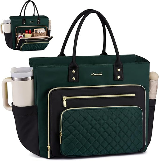 LOVEVOOK Laptop Tote Bag for Women With Large Cup Holder, Work Bags Teacher Nurse Bag, 15.6 Inch Professional Briefcase Business Travel Large Purses Handbag Gifts, Diaper Bag With Multi-Pockets