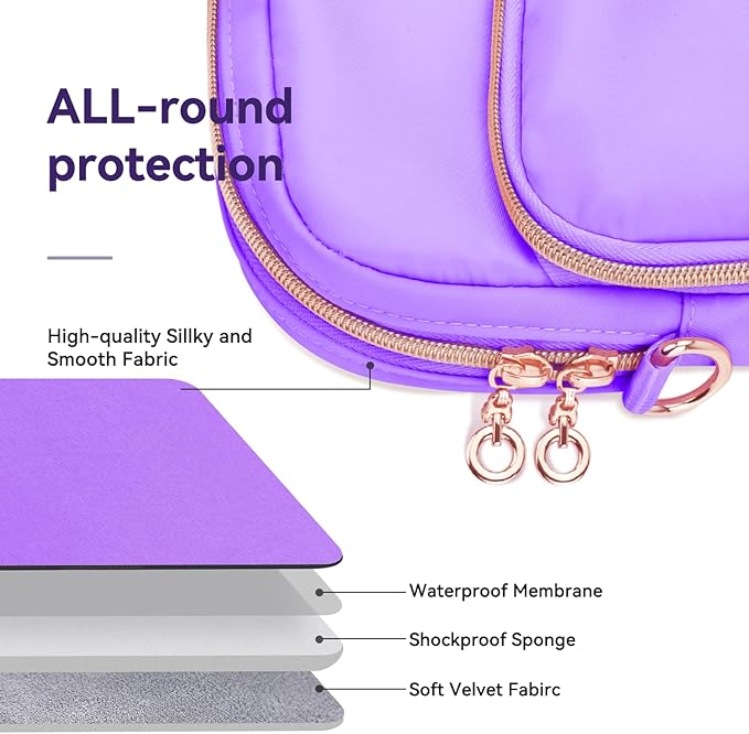Laptop Case Bag Women Men Computer Sleeve Compatible with MacBook/Dell/HP/Acer/ASUS, Waterproof Shoulder Carrying Briefcase, Purple, 15.6-16 Inch