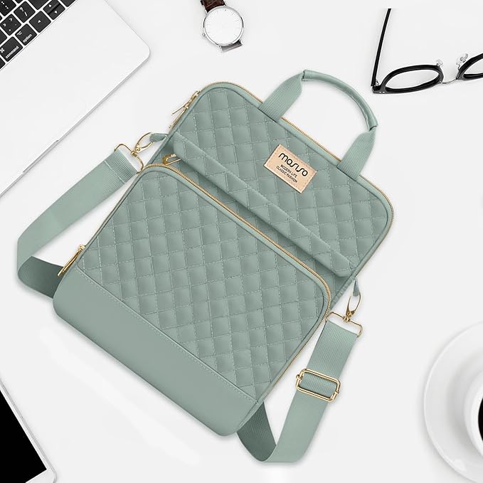 MOSISO 12.9 inch Tablet Sleeve Bag for iPad Pro 13 M4&iPad Air 13 M3 M2,iPad Pro 12.9 M2 M1 6/5,Surface Laptop Go 12.4,Galaxy Tab S8+/S9+ 12.4,Square Quilted Carrying Case with 2 Pockets,Antique Green