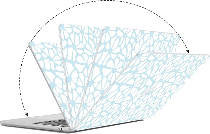 G JGOO Compatible with MacBook Air 13 inch Case 2026 2025-2022 M5 A3449 M4 A3240 M3 A3113 M2 A2681, Plastic Hard Shell for MacBook Air 13.6 inch Case + Keyboard Cover + Screen Protector, Blue Flower