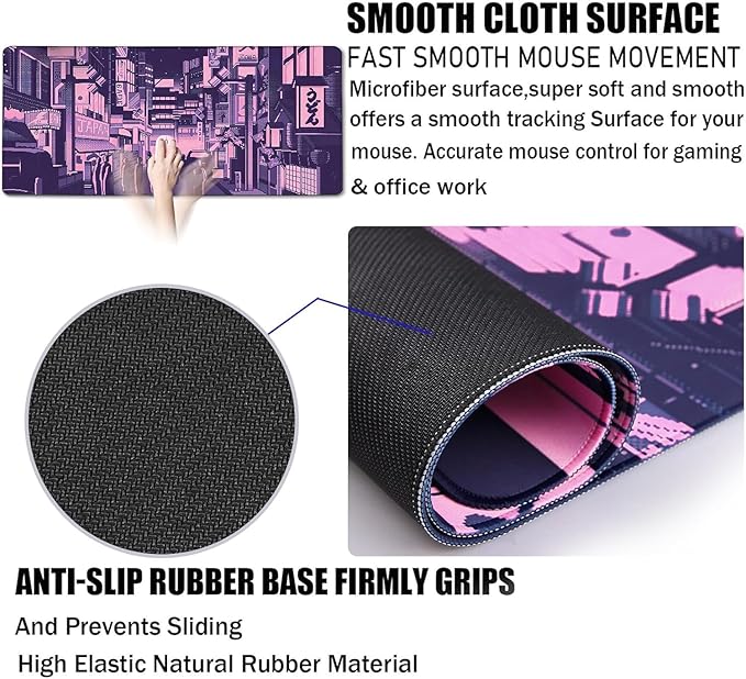 Large Mouse Pad, Office Desk Pad Gaming, Durable Waterproof Non-Slip Base Long XXXL Large Gamer DeskMat for Home Office Gaming Work, Kyoto