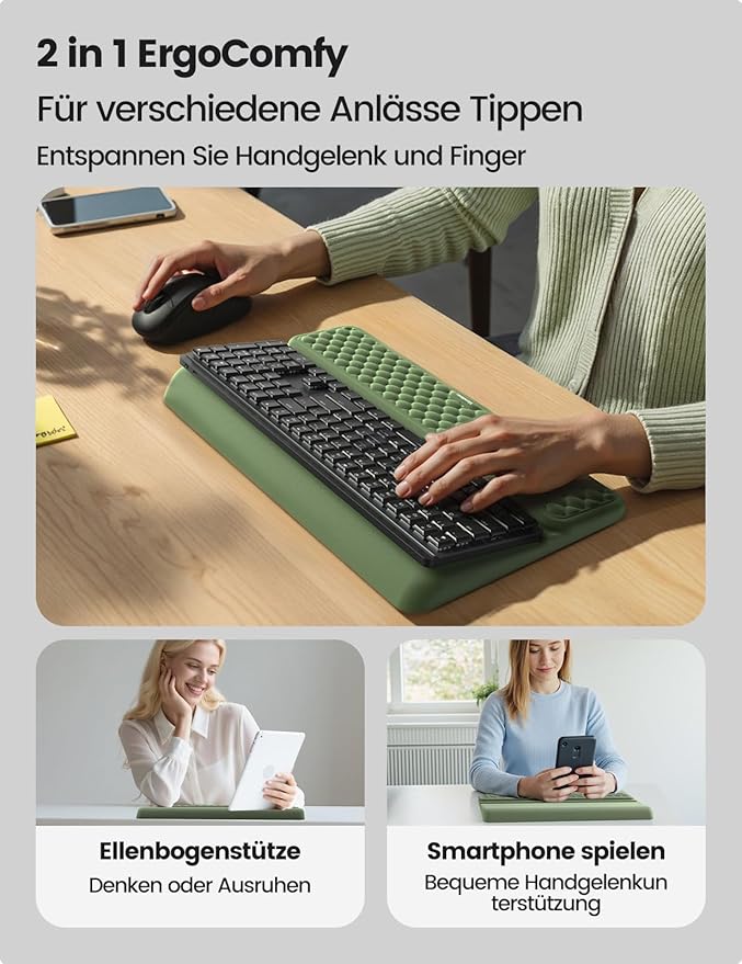 Vaydeer Wrist Rest with Keyboard Stand, Computer Wrist Support Pad, Ergonomic Keyboard Riser Holder Lifter Tray with Wrist Pad, Memory Foam Desk Cushion, Palm Hand Typing for Office Home School-Pink