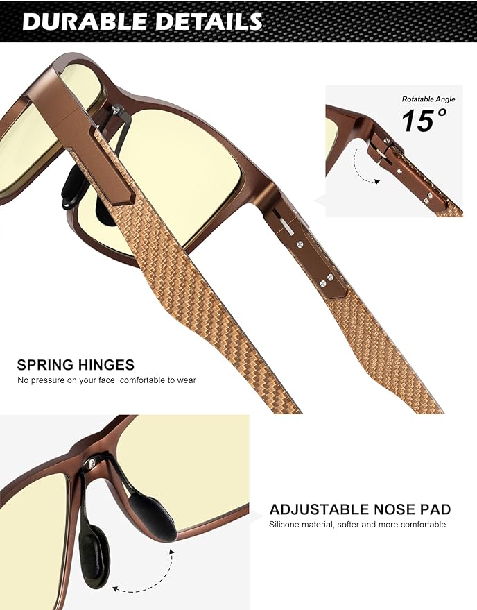 ANYLUV Carbon Fiber Reading Glasses for Men Women, Blue Light Blocking Computer Readers, Anti Glare Spring Hinge