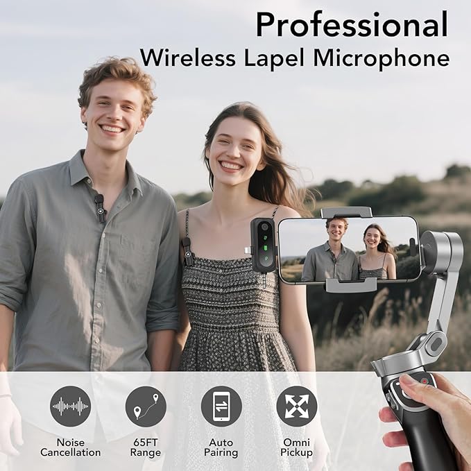 3 in 1 Mini Wireless Lavalier Microphone for All Devices (iOS, Andriod, Camera, PC) - Noise Reduction Lapel Mic for Recording, Clip on Omni Lav Mic for Video Recording, Tiktok, YouTube, Vlog