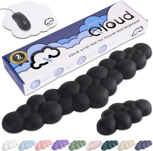 Create-ables Qloud Cloud Wrist Rest Keyboard Wrist Rest for Computer Keyboard Pad, Cloud Keyboard Wrist Rest, Wrist Pad for Keyboard, Memory Foam, Non Slip Base, Comes with Mouse Pad - Matte Black