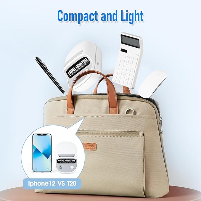 HPRT T20 Label Maker - Bluetoth Portable Label Printer, with Auto Identification and Waterproof Label, Thermal Inkless Labeler for Office, Home, Kitchen, Organization (White)
