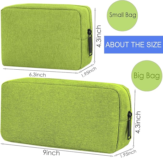 Electronic Organizer Travel Cable Accessories Case, Electronic Organizer Bag, Electronic Accessories Organizer Pouch for Cable, Cord, Charger, Phone, Power Bank, Earphone (Small-Green)