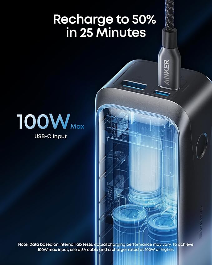 Anker Prime Power Bank, 20,100mAh 3-Port Portable Charger with 220W Max Output, Two-Way Charging, TSA-Approved, App Control, for MacBook, iPhone 17/16 Series, and More (Base Not Included)