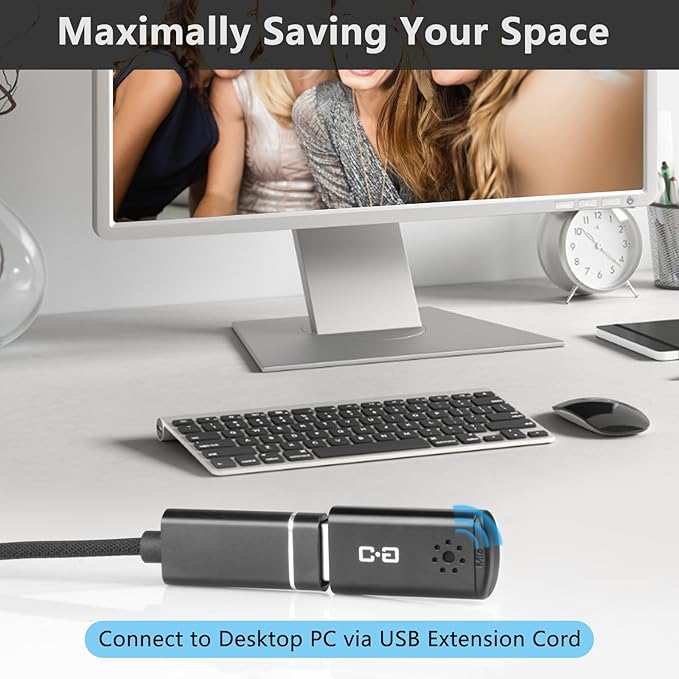 USB Microphone for Laptop and Desktop Computer, High Sensitivity for Clear Call, Plug-and-Play, High Gain, Cordless Mini-Sized Portable, Ideal for Work & Study