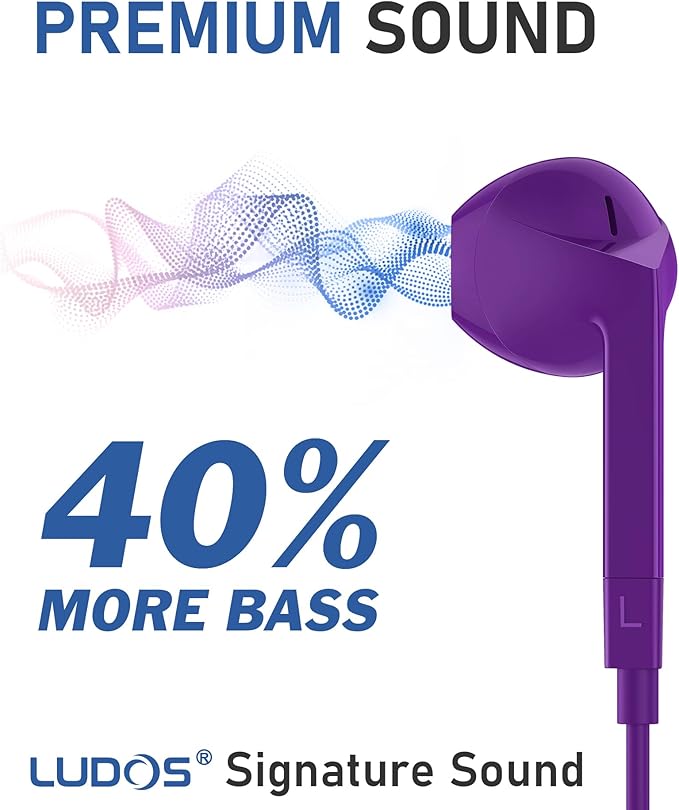 LUDOS FEROX USB C Headphones for iPhone 17 16 15 Pro Max Plus Air iPad Pro, 5 Years Warranty, USB-C Earbuds for Samsung Galaxy S24 S23 Ultra S22 S21 FE S20 Z Flip 3 Fold 4 A53, USB Type C Earphones