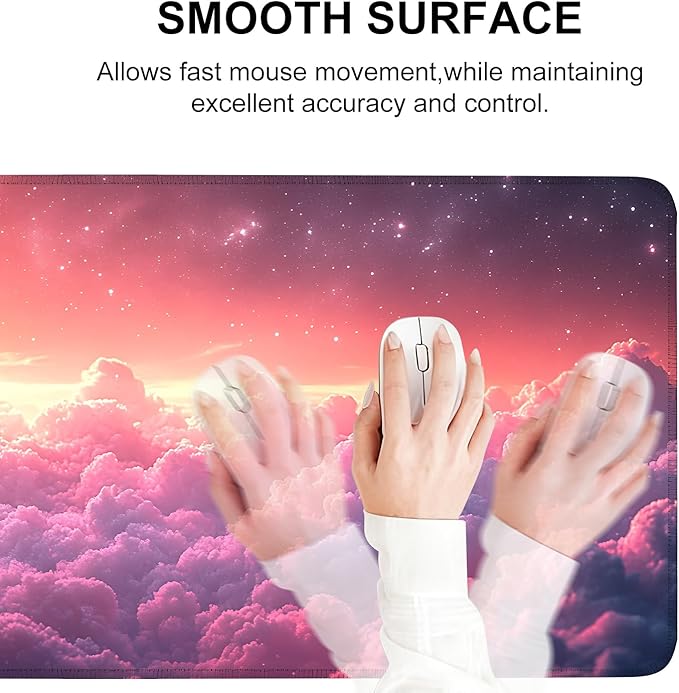 Mouse Pad, Large Anti-Slip with Stitched Edges Desk Mat Desktop Laptop Computer Desk Keyboard Mat,Table Protector Blotter Mat (Cloud, 35.4" x 15.7")