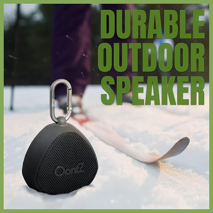 OontZ Angle Clip – Portable Bluetooth Speaker, 5W Stereo Sound, 12 Hour Playtime, Rich Bass, 100 Foot Wireless Range, IPX7 Waterproof, Outdoor, Travel, Great Gift (Black)