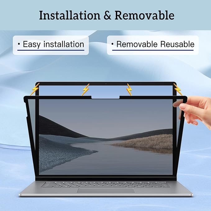 ZOEAGG Privacy Screen for Surface Laptop 13.5 Inch, for Removable Microsoft Surface Laptop 6/5/4/3/2/1, Reusable, Easy Installation, Anti-Spy Privacy Filter, Anti-Glare, Blue Ray Reduction