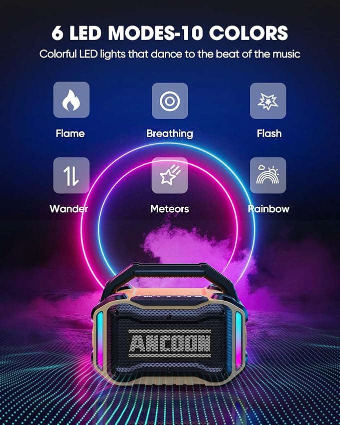 Speakers Bluetooth Wireless: 80W(Peak) Loud Speaker with Bass, 20H Playtime, IPX6 Waterproof, Large Jobsite Speakers for Work, Outdoor, Workshop, Garage, Portable Speaker with TWS (Desert)