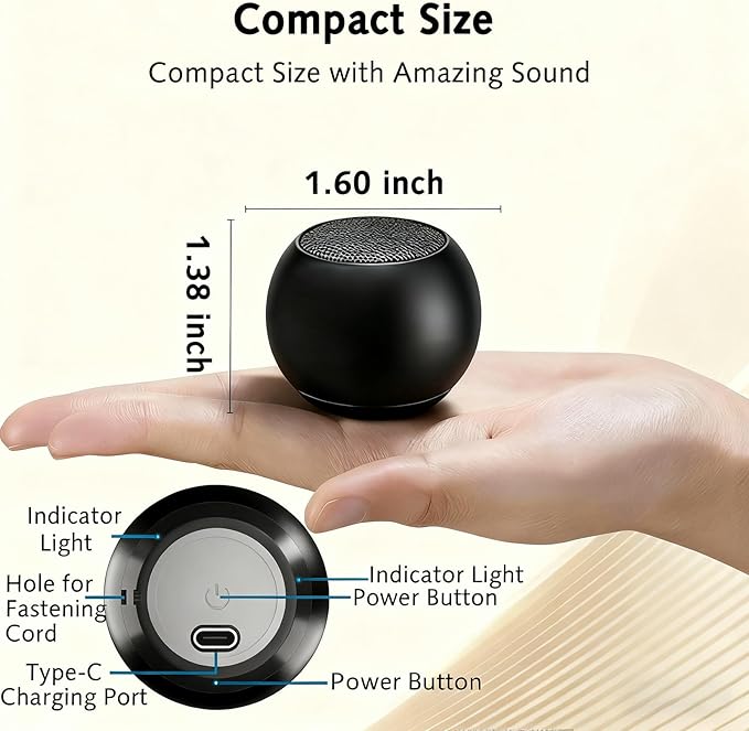 Portable Mini Bluetooth Speaker, Small Wireless Speaker Bluetooth 5.3 with Stereo Sound, Deep Bass, TWS Pairing, IP7 Waterproof, 8 Hours of Playtime, for Home/Outdoor/Party/Travel/Gift Ideas