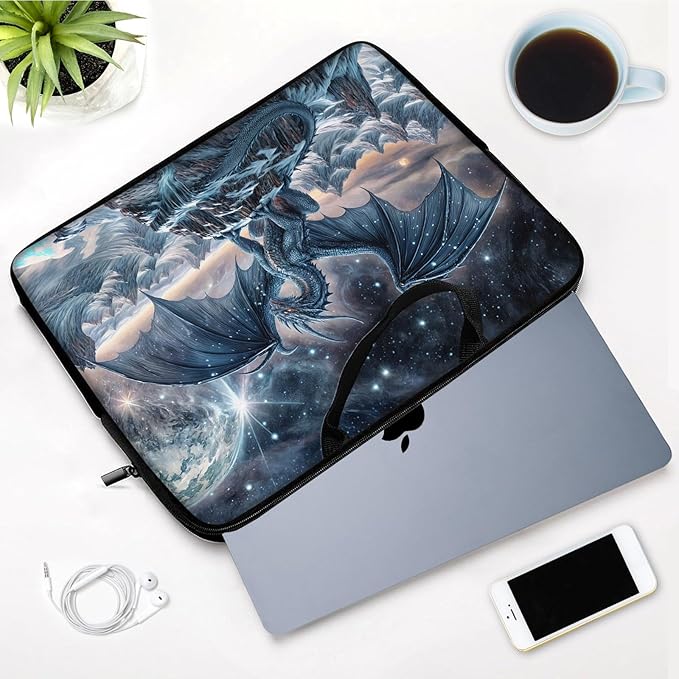 Laptop Sleeve Bag with Handle Computer Protective Soft Cover Case for 14 Inch 13 Inch Laptop,Blue Dragon