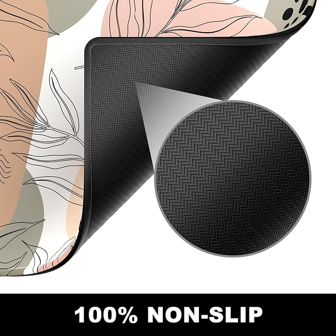 BOSOBO Large Mouse Pad, Desk Pad, XXL XL Extended Gaming Mouse Pad, Desk Mat for Office & Home, Long Keyboard Mat, Huge Mouse Pad, Desktop Full Cover 31.5 x 11.8 Inches, Modern Boho Leaves