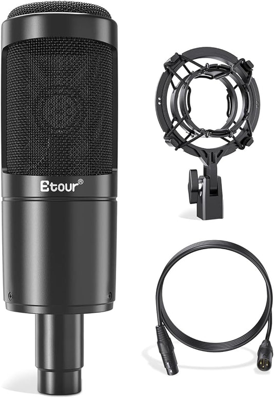 Cardioid Condenser Microphone Set [Inclusion Dedicated Shock Mount & XLR Cable], Computer Podcast Mic for Singing Ideal Project/Home Studio Streaming for Gaming YouTube Recording Vocals