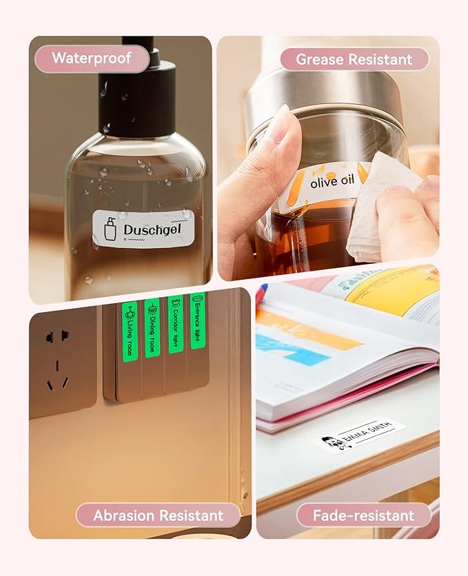 NIIMBOT Label Maker Machine Bluetooth Label Printer for School Home Office Organization, Wireless Mini Labeler D110 Upgraded Version, Label Machine with 1 Label Tape, Pink