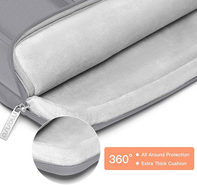 MOSISO 360 Protective Laptop Case 13.3 inch, 13-13.3 inch Laptop Sleeve Compatible with MacBook Air/Pro 13 / Pro 14, HP Dell ASUS Lenovo, Side Open Bag with 2 Raised&1 Flapover Pockets, Steel Gray