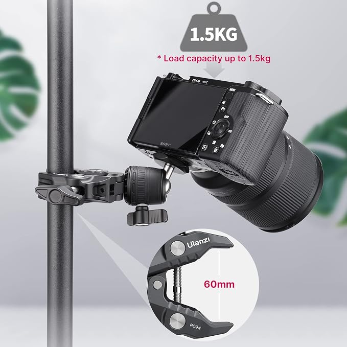 ULANZI R099 Super Clamp Camera Mount with 360° Ballhead for Bike/Bicycle/Motorcycle Handlebar Pole Tripod Tube Crossbar Gimbal Rods Mount for Insta360/GoPro/AKASO/DJI/Phone/DSLR/Light/Monitor - Image 2