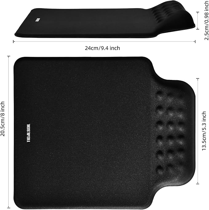 TIDALSOIL Ergonomic Mousepad with Slow-Rebound Memory Foam Wrist Rest - Ultra Smooth Surface, Non-Slip Base, Desk Essential for Office, Design, Gaming, 9.4"x8.1"