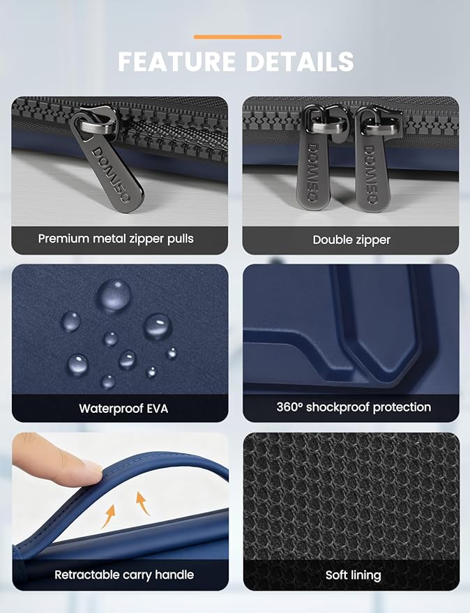 DOMISO 13.3 inch Laptop Sleeve with Handle Shockproof Computer Bag Waterproof EVA Protective Carrying Case for 13-13.3 inch Notebooks/13 MacBook Air/MacBook Pro Retina/Dell XPS 13/HP,Dark Blue