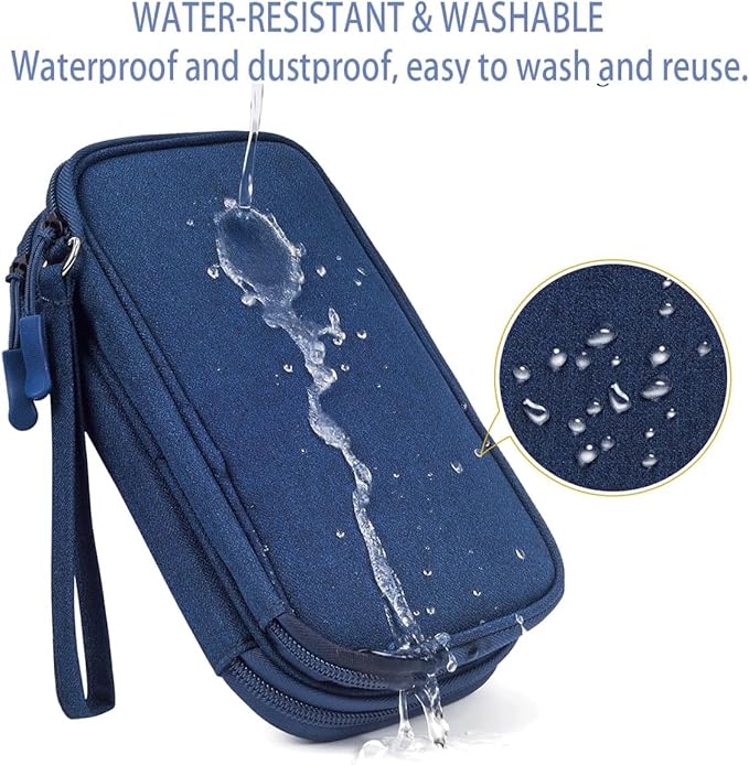 Electronic Organizer, Travel Cable Organizer Bag Pouch Electronic Accessories Carry Case Waterproof Electronic Bag for Cable, Cord, Charger, Phone, Power Bank, Earphone (Navy Blue, Medium)