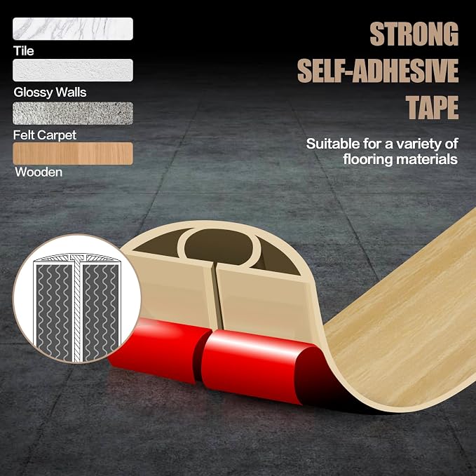 Floor Cord Cover Self Adhesive Cord Hider,3.3FT Cable Management, Extension Strip Protector for Wires, Prevent Cable Trips for Offices, Gyms, Exhibitions Cavity:0.39"(W) x0.27(H) WoodLightyellow - Image 4