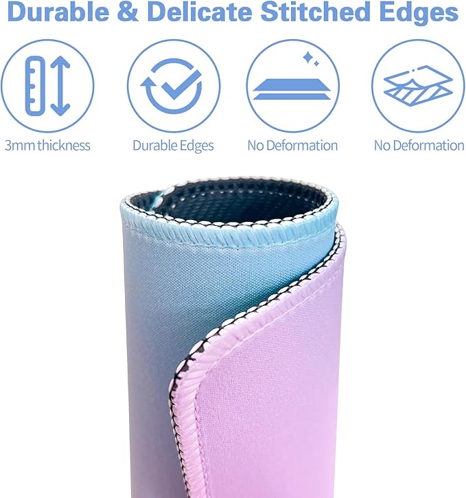 Bloss Small Mouse Pad, Pink Mouse Pad, Desk Mat for Keyboard and Mouse, Cute Mousepad with Stitched Edges, Non-Slip Desk Pad for Gaming, Office(11.8 x 9.8 Inches / 3mm)