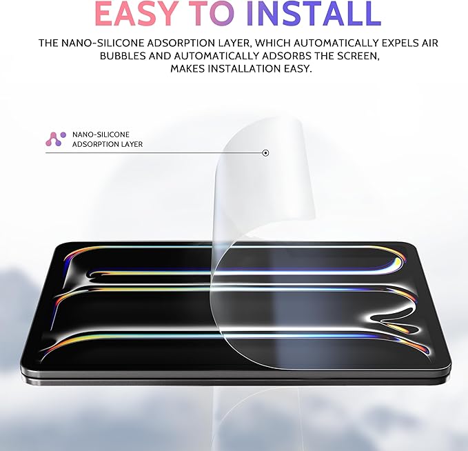 Peslv 2 Pack Like Paper Screen Protector for iPad Pro 11 Inch M4/M5 [2024/2025 5/6th Gen], Matte Anti Glare PET Film/Blue Light Filter Eye Protection Cover/Drawing & Writing Feel Like on Paper