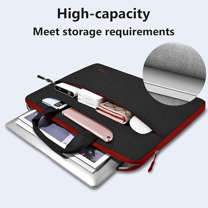 Hseok Laptop Shoulder Bag 13 13.3 14 Inch Case Compatible with MacBook Pro/Neo 14" M5/M4/M3/M2/M1,Mac Air/pro/Neo 13" and Most 13 13.3 14 Notebooks,Spill-Resistant Briefcase,Black & Red