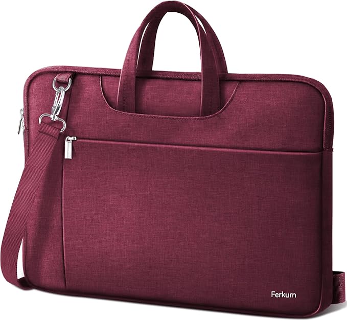 Ferkurn Laptop Case Bag Women Men Computer Sleeve with Shoulder Compatible with HP/Inspiron/Thinkpad/Vivobook/MSI/Surface, 17.3 inch, Red