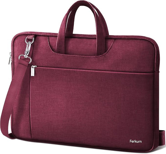 Ferkurn Laptop Case Bag Women Men Computer Sleeve with Shoulder Compatible with HP/Inspiron/Thinkpad/Vivobook/MSI/Surface, 17.3 inch, Red