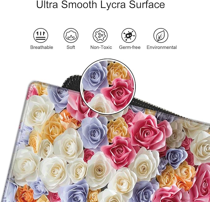 XL Mouse Pad Gaming Desk Mat for Desktop Extended Mousepad Pink Rose Desk Pad 24x12 Computer Mat Large Mouse Pads for Wireless Mouse Office Laptop Accessories Gift
