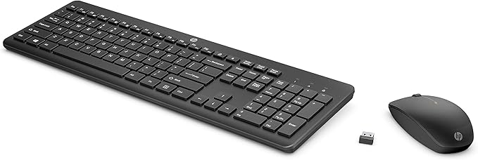 HP 230 Wireless Mouse and Keyboard Combo - 2.4GHz Wireless Connection - Long Battery Life - Durable & Low-Noise Design - Windows & Mac OS - Adjustable 1600 DPI - Numeric Keypad (18H24AA#ABA)