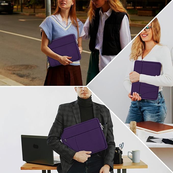 Laptop Sleeve Case 14 inch, Slim Traveling Laptop Cover with Zippered Pocket, Shockproof Protective Carrying Briefcase Computer Bag for 14" MacBook Air/Pro, HP, Dell, Lenovo, Acer, Dark Purple