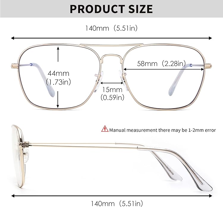 JM Aviator Blue Light Blocking Computer Glasses, Square Eye Protect Video Eyeglasses Anti Glare Men Women