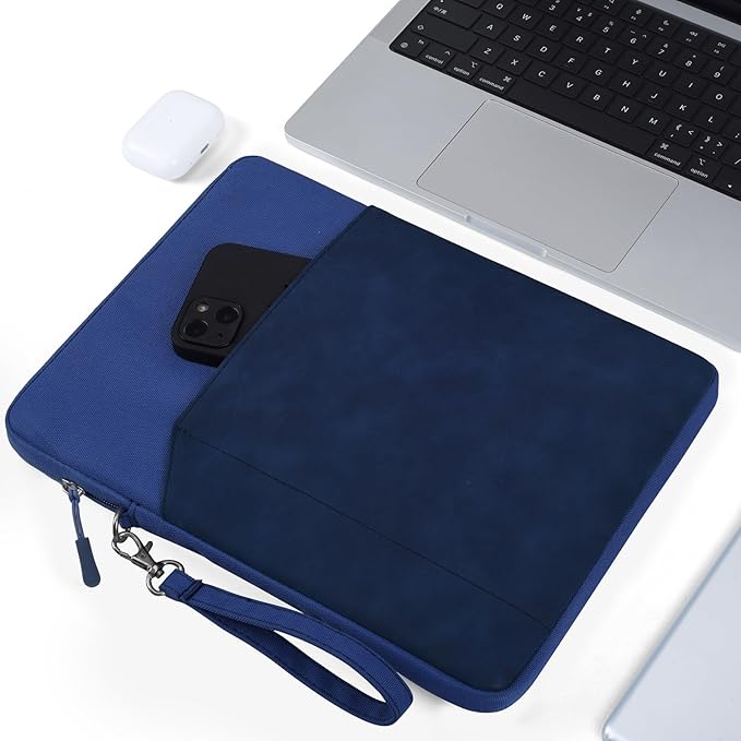 CAAORDKSO 12.9-13 inch Tablet Sleeve for 13 inch iPad Air M3 2025, iPad Pro M4/Air M2 2024, iPad Pro 12.9 inch, Surface Laptop Go 12.4", Galaxy Tab S8+/S9+ 12.4, Waterproof Bag Carrying Case Dark Blue