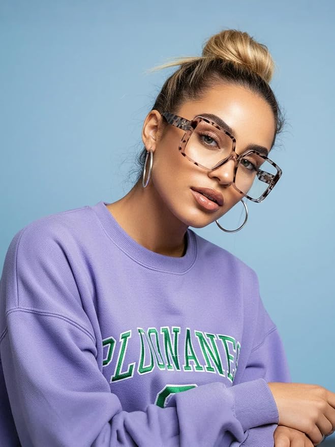 VISOONE Oversized TR90 Blue Light Blocking Glasses Fashion Accessories Non Prescription for Women Harvard