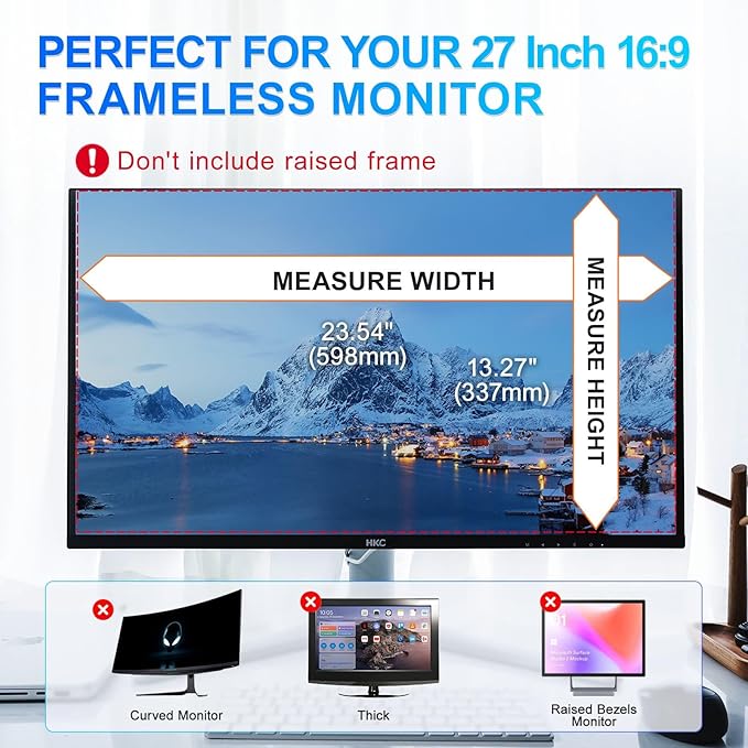 2Pack Magnetic 27 Inch Privacy Screen for Computer Monitor 16:9 Aspect Ratio, Hanging Removable Anti-Blue/Glare Protector Film, Anti Spy Desktop Security Private Filter 27in