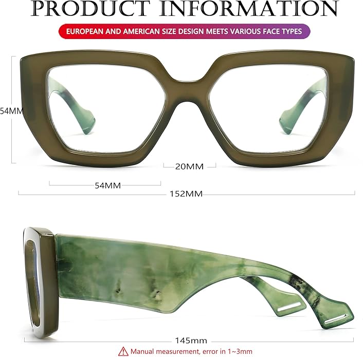 AIEYEZO Thick Frame Blue Light Glasses Men Women, Fashion Square Computer Eyeglass Anti Eyestrain & Prevent Headache