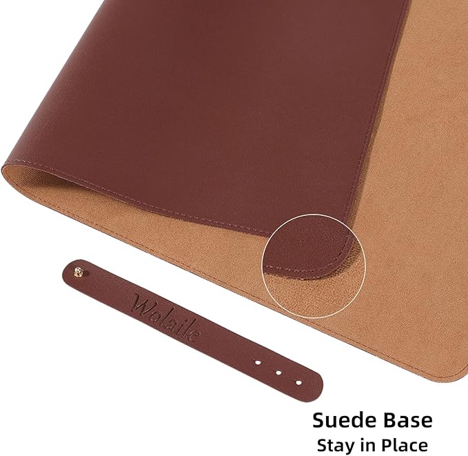 PU Leather Desk Pad Blotter 27x13 inches,Non-Slip Base Waterproof Surface Office Desk Mat,Large Computer Mouse Pad,Old Desktop Cover Decor,Brown