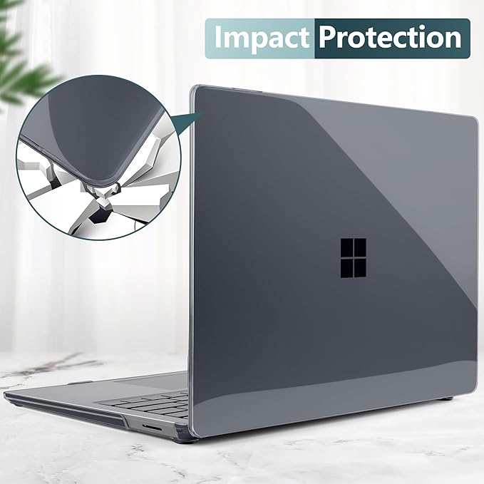 Batianda Premium Crystal Case for Microsoft Surface Laptop 13.8-inch Touchscreen 2024 (7th Edition) Lightweight Durable Scratch-Resistant, Easy Install, with Keyboard Cover & Screen Protector, Black